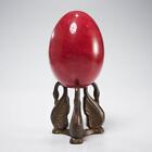 Polished Red Mineral Rock Egg Large 1890g 4+lbs with Brass Swan Stand Base