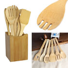 7 Piece Bamboo Cooking Utensil Set Cooking Spoons And Spatulas Kitchen Tools US