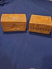 Lot Of Two (2) Vintage Wood Trinket Boxes With Brass Hinges