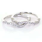 14k White Gold Ladies Natural Diamond Wedding Anniversary Band Ring Set 0.43ctw