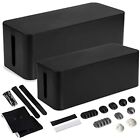 Cable Management Box, 2 Pack - Black Cord Organizer and Hider for Wires