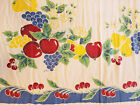 Crate & Barrel Vintage Style COTTON Printed TABLECLOTH Colorful FRUIT 82