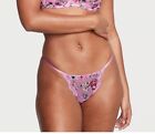Victoria’s Secret DA V-String Thong Panty Pink Floral Mesh & Lace Large NWT