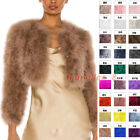 Womens Real Ostrich Feather Fur Short Coat Furry Real Fur Jacket Shrug Top Party