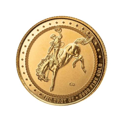 1/10 oz Gold Cowboy Round w/ Buffalo Privy .9999 Gold Bullion Round #A592