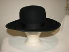 Amish Style Black Beaver Open Crown Hat Black Size 7 1/4  Long Oval Excellent !