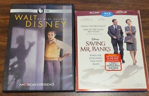 American Experience: Walt Disney (DVD, 2015) & Saving Mr. Banks Blu-ray LOT