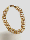 14k Solid Yellow Gold Double Link Charm Bracelet 7 inch 6 grams