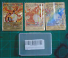 3pc Gold Metal Pokemon TCG Cards Charizard VMAX DX Rainbow Gigantamax