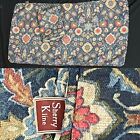 Pair Sherry Kline King Pillow Shams Navy Flower Garden Tapestry Corded 36x20in