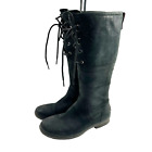 Ugg Elsa Tall Black Waterproof Leather Boots Size 8.5 Women 1008438 Sherpa Lined