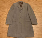 VTG 40s 1950s Gray Tweed Barleycorn Wool Overcoat Men's Sz 42 Or Lrg GLENBOURNE