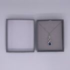 Zales White & Blue Sapphire Infinity Overlay Pendant In Sterling Silver Chain