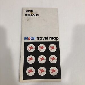 New ListingRoad Map, Iowa & Missouri, Mobil Gas Travel Map 1974 Edition, USED with Wearing
