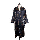 vintage 90s asian floral satin robe 2X plus size boudoir kimono lounge silky vtg