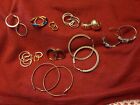 Pierced Earrings Lot of 11. Extra Large To Child Size. Goldtone Silvertone Hoops