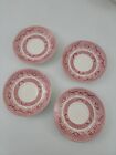 Churchill Willow Rosa Red (Pink) Staffordshire, Made in England Saucer Lot of 4