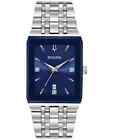 Bulova Quadra Diamond Accent Blue Dial Stainless Steel Men's Watch 96D139