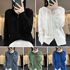Women Sweater Cardigan Hoodie Coat Cashmere Zipper Casual Solid Color Simple M