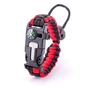 Emergency USA Survival Tactical Paracord Bracelet Kit - Hiking Gear Multitool