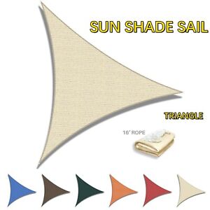 Outdoor Sun Shade Sail Triangle UV Block Canopy Fabric Cover Yard Deck Awning