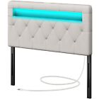 Headboard for Twin Size Bed with 60,000 DIY Color of LED Light, USB & Type C ...