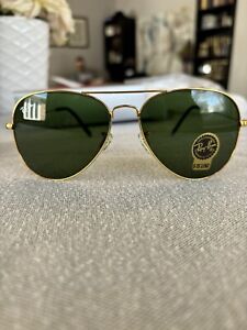 Ray Ban Aviator Gold RB3025 001/58 Green Sunglasses 58mm  NEW