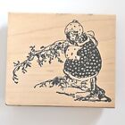 WINDY WINTER WALK Stamp Francisco Rubber Stamp Girl Cold Christmas dsb13