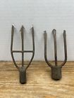 2 VINTAGE BARBED SPEAR GIGS FOR HUNTING FROGS, FISH, ETC.