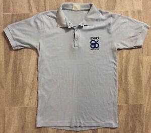 VTG EXPO 86 VANCOUVER 1986 BLUE BUTTON UP POLO SHIRT SIZE S/M