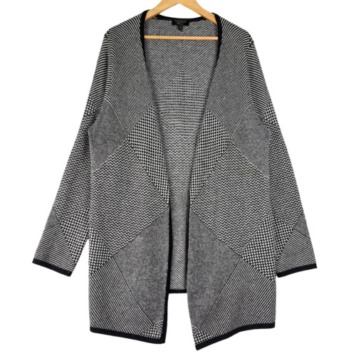 Charter Club Sweater Womens XL Cashmere Luxury Open Cardigan Chevron Striped