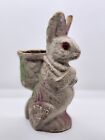 Vintage Pulp Paper Mache Easter Bunny Rabbit Basket Backpack Candy Holder 9