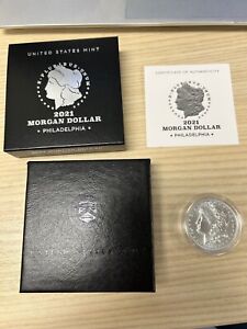 2021-P 1$ Morgan Silver Dollar Uncirculated COA OGP