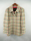 VTG Coach Women's Plaid 100% Wool Trench Coat 4 Button Lined #R735