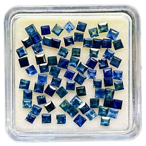 30 Pcs Natural Blue Sapphire 1.7mm Square Cut Loose Gemstones Lot Sri Lanka