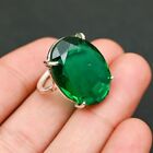 Solid 925 Sterling Silver Natural Emerald Oval Cut Ring Women Gift Jewelry H1039