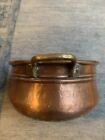 Antique Hand Hammered Copper Pot, Planter, Rolled Edge, Dovetail, Brass Handles