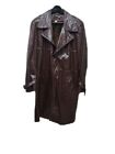 Mens Leather Trenchcoat Full Length Overcoat W/Removable Liner Burgendy Color