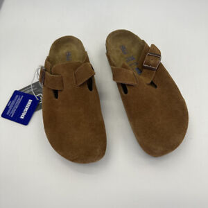New w/Box Birkenstock Boston slippers Women Soft Footbed Suede Leather Mink