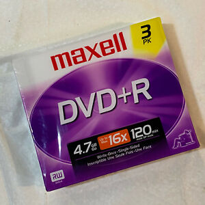 Maxell  DVD+R 3 pack 4.7GB  new and sealed DVD re-writeable RW