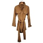 Cole Haan Classic Brown Polyester Rain Trench Coat with Hood Size S Belted