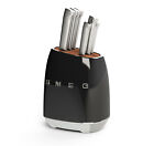 Smeg KBSF01BL 7pc Knife Block Set Black w/ Stainless Steel Handles (Open Box)