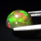 1.19ct 8x6mm Oval Cab Natural Floral Flash Play-Of-Color Crystal Black Opal