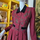 Vtg 80s 90s Victorian School Marm Brit Preppy Paisley Cottagecore Modest Dress S
