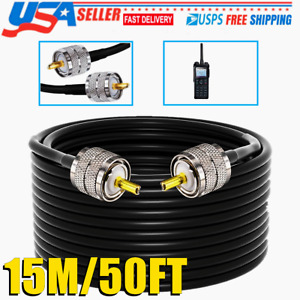50ft Ham Radio UHF Cable RG58 Coaxial Cable 50 Ohm PL259 Male to Male Coax Cable