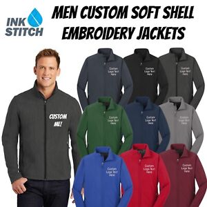 Ink Stitch Design Your Own Custom Logo Texts Stitching Men Soft Shell Jackets
