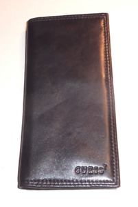 Vintage GUESS ? Soft Black Leather Checkbook Card Holder Wallet