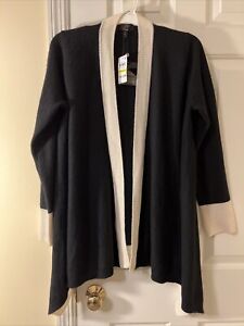 Charter Club Women's 100% Cashmere Open Front Cardigan Sweater Black Size M