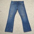 Levis Jeans Mens 34x32 Blue 527 Slim Bootcut Grunge Cowboy Distressed Workwear