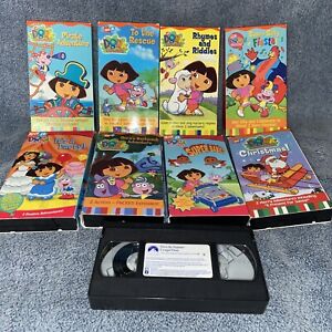Dora the Explorer VHS VIDEO TAPE Lot of 9 Adventures Nick JR Christmas Cowgirl